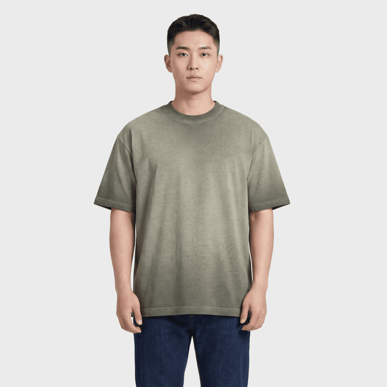 그라데이션 루즈핏 크루넥 반팔티