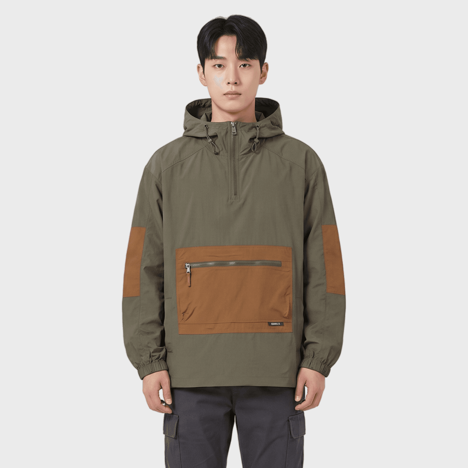 컬러블록 우븐 아노락