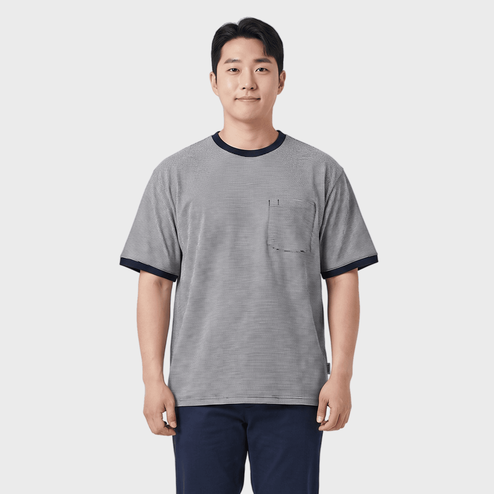 스트라이프 크루넥 반팔티